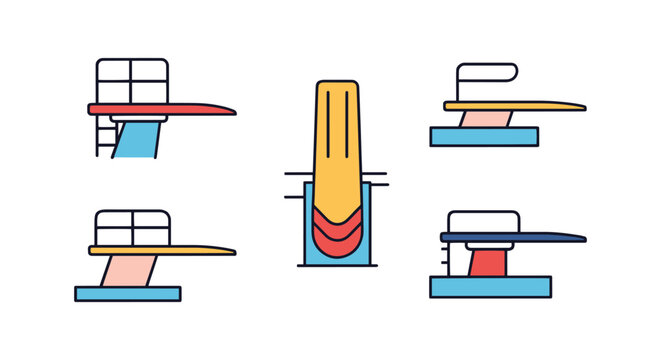 Diving Board Line art vector modern simple shapes illustration