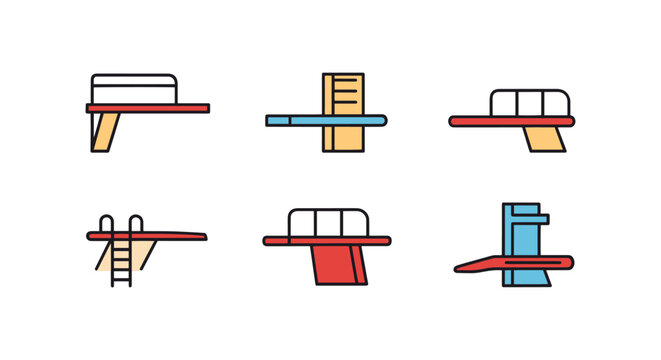 Diving Board Line art vector creative color shapes