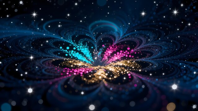 Colorful abstract spiral with stars