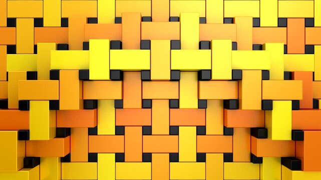 Geometric Shapes Form a Wave. Abstract motion, two color, 3d rendering, 4k resolution
