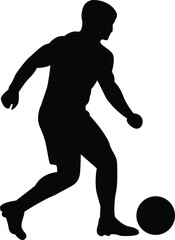 Obraz premium Soccer player silhouette dribbling a ball on white background