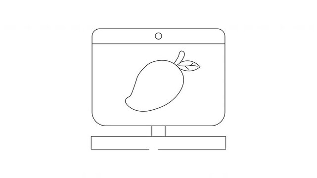 Computer Screen Displaying a Mango Fruit Outline.