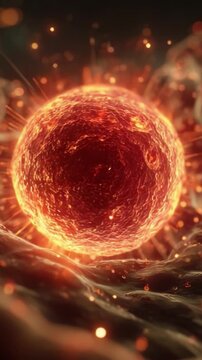 A Close-Up Exploration of a Glowing Microbial Sphere, Representing Vital Cellular Processes and the Intricacies of Life at the Microscopic Level