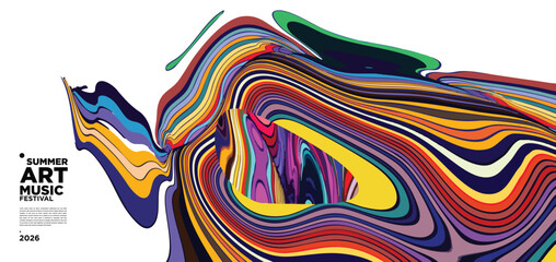 Obraz premium Colorful Abstract Waves Design for Art and Music Festival Poster