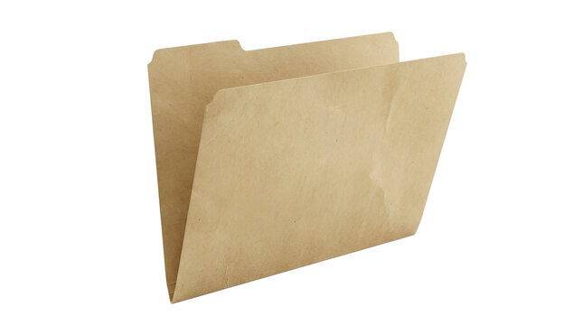 Empty manila file folder isolated on white background for document storage.