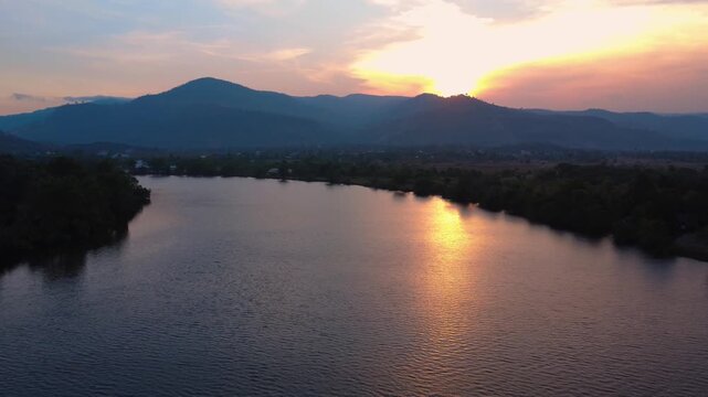 Preaek Tuek Chhu Kampot River sunset in Cambodia Southeast Asia