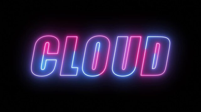 Neon glowing cloud text effect, editable neon light text cloud isolated on black background.