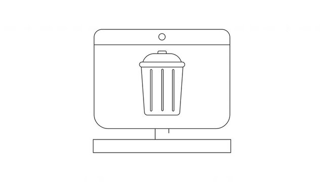 Computer screen displaying a trash can icon for deletion concept.