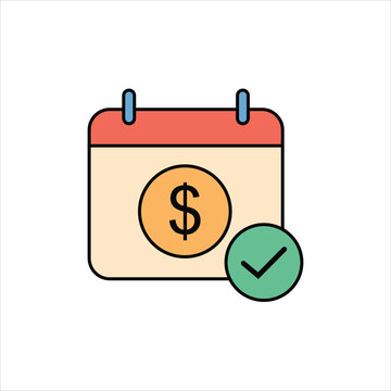 A calendar icon with a dollar sign and a green checkmark representing micro investing and financial planning.