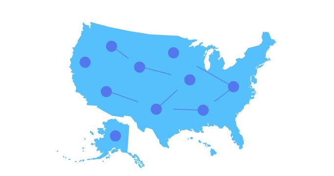 Animation atlas usa map connection line dot blue