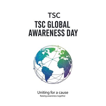 Tsc global awareness day poster with a globe on white background
