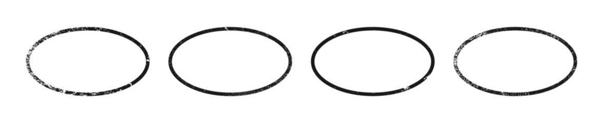 Fototapeta premium Set of grunge borders in oval form