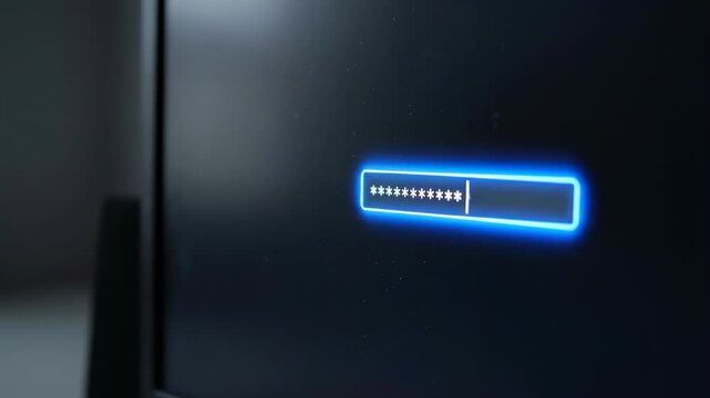 Loading bar fills up in four frames. Simple black background highlights smooth blue loading indicators. Concept of technology, digital progress, software development