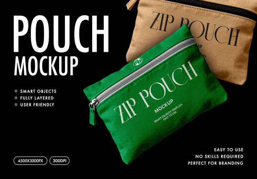Pencil Pouch Mockup &ndash; Isolated Packaging Branding Presentation (PSD)