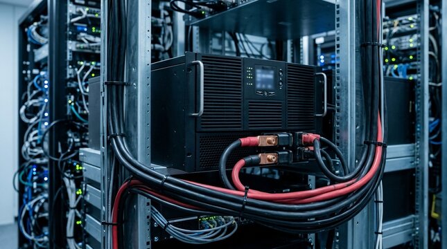 Close up of high performance server hardware in a modern data center.