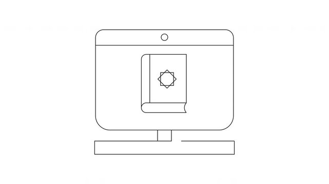 Digital Book Icon on Computer Screen and Standalone Device.