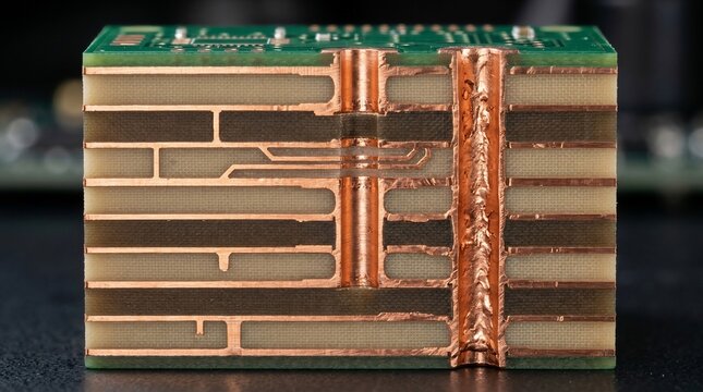 Cross Section View of a Multilayer Printed Circuit Board.
