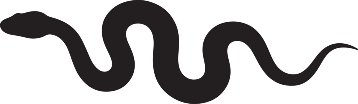 Black silhouette of a curved snake with black and white no people wildlife