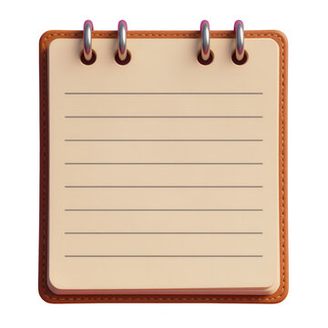 Leather Bound Notepad with Lined Pages Isolated on Transparent Background
