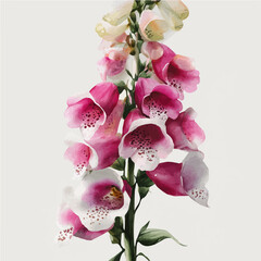 Foxglove Bouquet, watercolor illustration vector, isolated on a white background. © F-ART