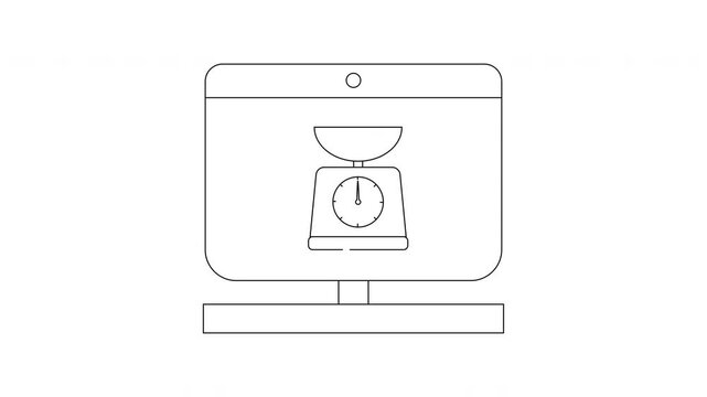 Digital Scale Displayed on Computer Monitor Screen Line Art.