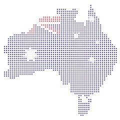Fototapeta premium Australia dotted map with flag color