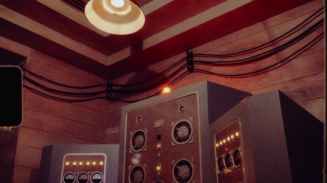 Vintage computer control panel flashing lights