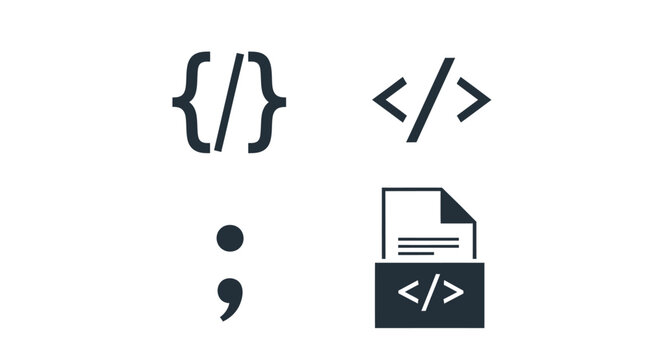 Set of Software Development and Coding Symbols Icons