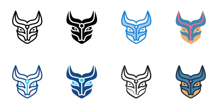 Mask icons set multiple style collection. Editable stroke 
