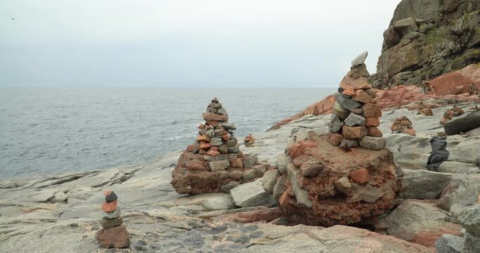 Rocce Rosse red porphyry rock formations in Arbatax, Sardinia, Italy