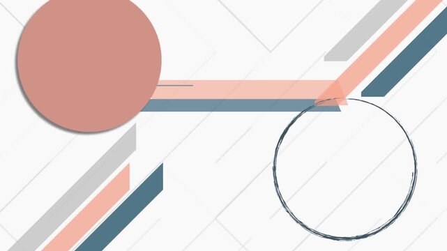 Minimalist geometric abstract background with rotating circles - Orange Pastel Edition