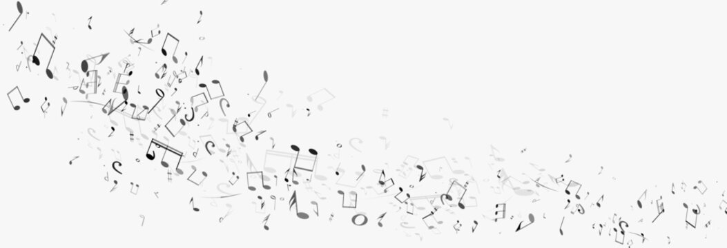 Musical notes, stave, and falling and dancing note compositions. Vector music theme for advertising, covers, or banners.	
