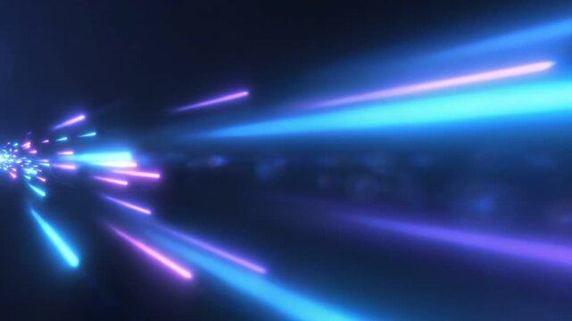 Vivid streaks of blue and pink light intersecting in a dynamic, abstract motion, creating a futuristic atmosphere