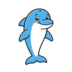 Naklejka premium Smiling Cartoon Dolphin Character.