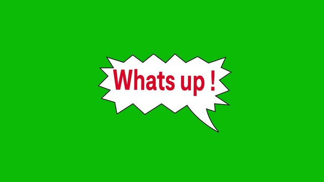 Whats up comic speech bubble greeting animation