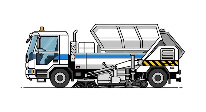 Large white garbage truck vehicle.