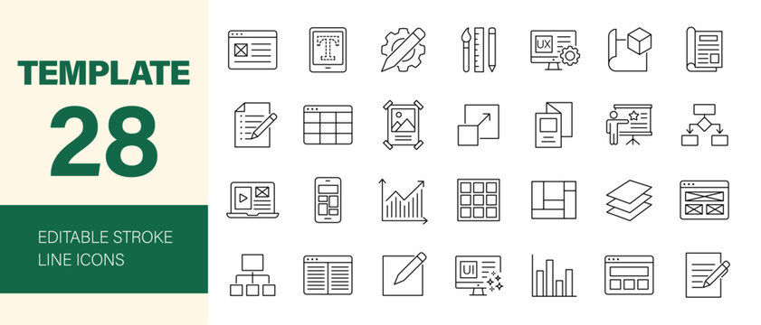 Template icon set. Editable line icons. Vector illustration.