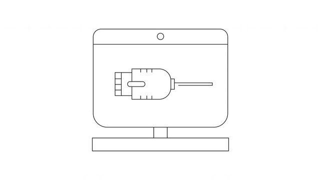 Computer Monitor Displaying a Connected USB Drive Icon.