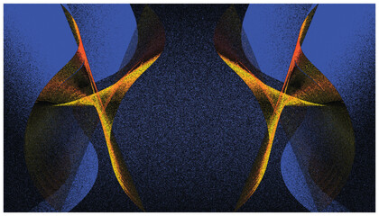 WebA vibrant abstract digital art piece featuring symmetrical blue and yellow wave patterns with a modern geometric flow and deep color contrast.  © MD