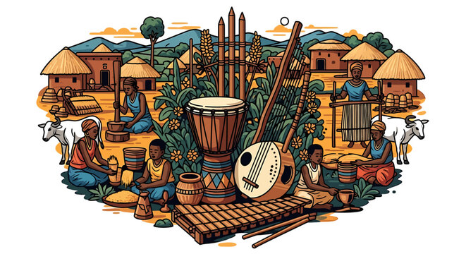 Traditional African Djembe Drum Instrument.