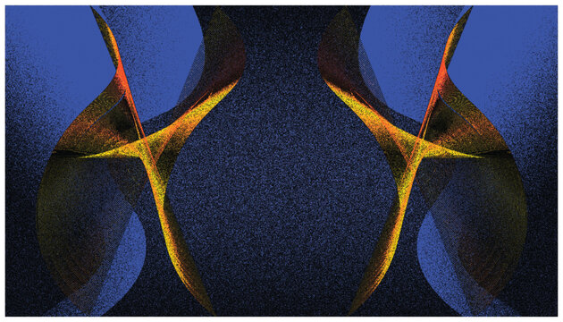 WebA vibrant abstract digital art piece featuring symmetrical blue and yellow wave patterns with a modern geometric flow and deep color contrast.
