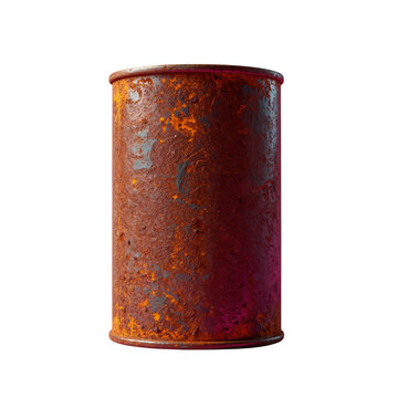 Rusty Metal Can with Weathered Texture Isolated on Transparent Background