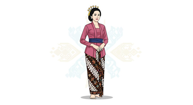 Woman in Traditional Balinese Attire Standing.