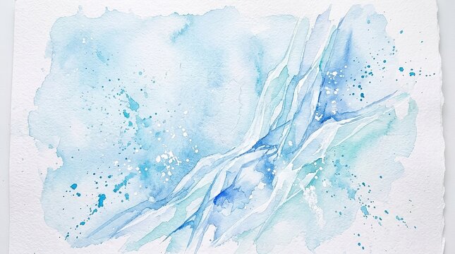 Artistic blue watercolor painting featuring soft flowing liquid textures with vibrant pigment splatters and delicate washes of color creating a peaceful ocean inspired aesthetic design isolated for yo