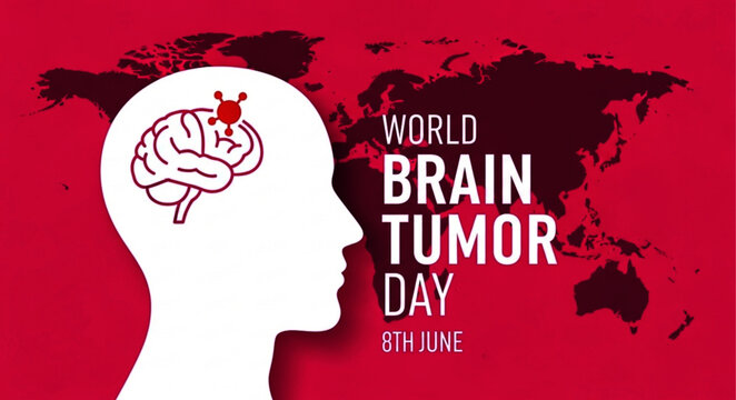 World Brain Tumor Day Awareness Illustration with Human Head and Map