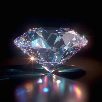 3D Diamond Tumbling Rotation Loop Animation on Black Background