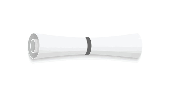 Rolled white paper tube on white background