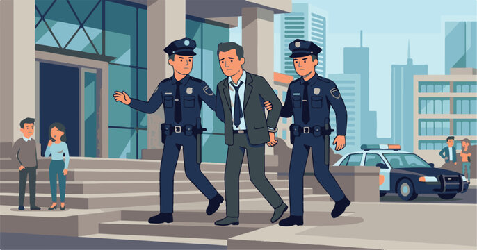 Man arrested and escorted by police officers