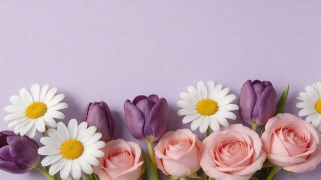 Flowers on purple background