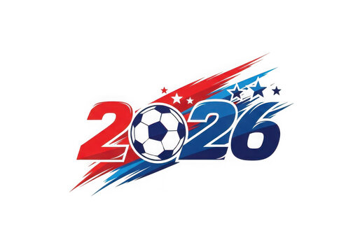 Dynamic 2026 fifa world cup logo with soccer ball and flames isolated on transparent background